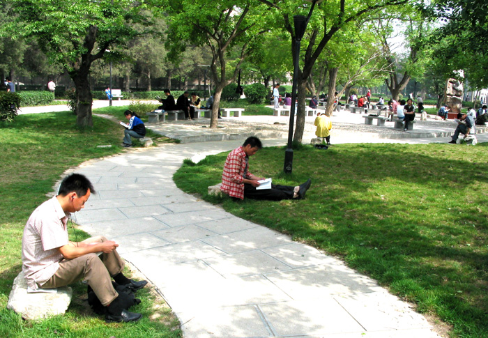 《非典不扰读书忙》——西北农林科技大学校园一景——刘庚军.jpg